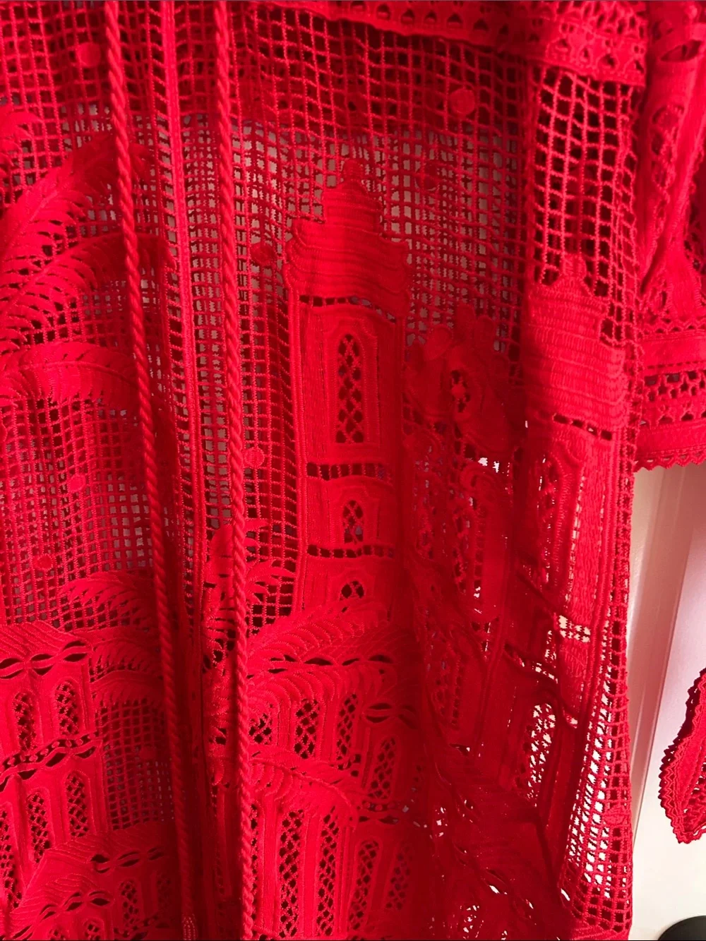 FARM Rio Red Crochet Maxi Dress Red Morada Boa Guipure Maxi Dress - Picture 8 of 12